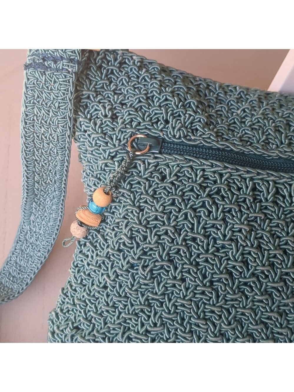 Liz Claiborne WomensCasualClassics TurquoiseCrocheted Purse Bag ❤️ - Picture 3 of 8